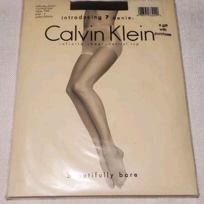 Calvin Klein Size C, Control Top Pantyhose, Infinite Sheer, Color Black NIP